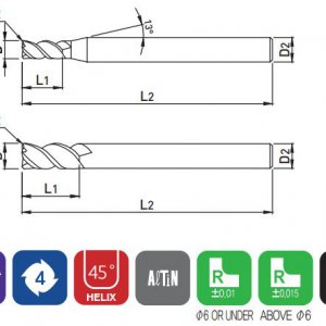 Dao Phay Bo Góc ZR714 4F 55HRC - Widin