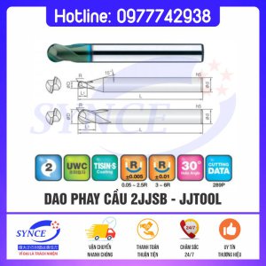Dao Phay Cầu 2JJSB 2F - Gia Công Thép 72HRC