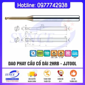 Dao Phay Cầu Cổ Dài 2HRB 2F JJTOOL - Gia Công Thép 62HRC