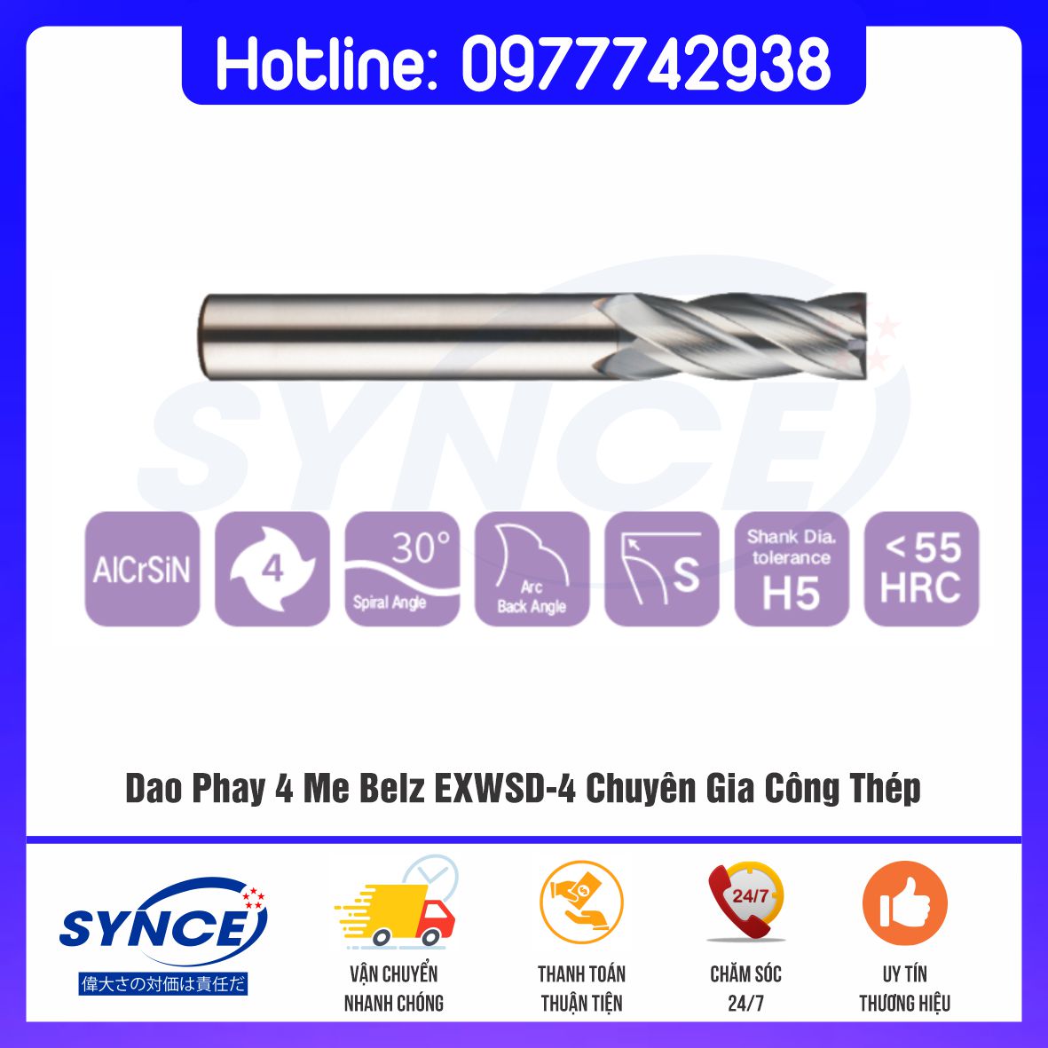 Dao Phay 4 Me Belz EXWSD-4 Chuyên Gia Công Thép